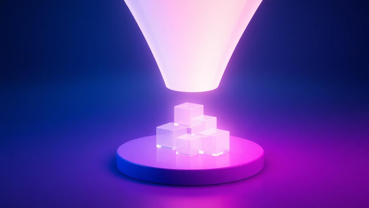 Embudo de luz recogiendo cubos de cristal